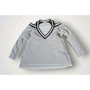 Project Social T Deep V Cold Shoulder Sweater Gray Size S Urban Outfitters